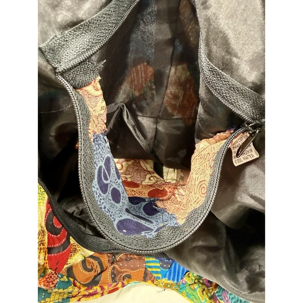 Boho‎ Patchwork Cotton Hobo Sling Shoulder Bag Festival Hippie Slouchy LARGE EUC